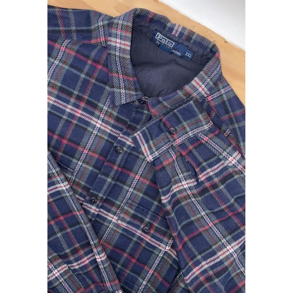 Polo Ralph Lauren 2XL XXL‎ Tartan Long Sleeve Flannel Double Pocket Workshirt